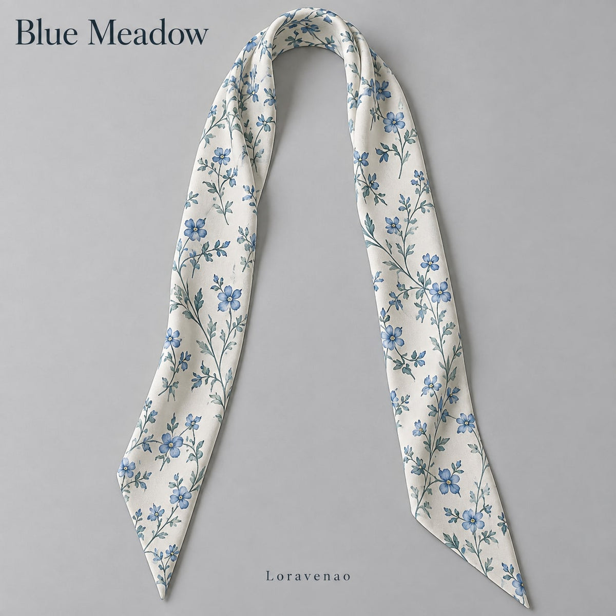 Blue Meadow Narrow Scarf: proposed scarf design with brand title