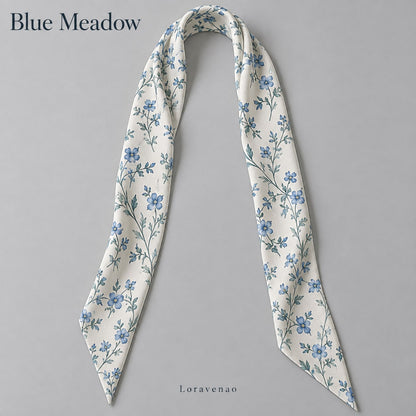 Blue Meadow Narrow Scarf: proposed scarf design with brand title