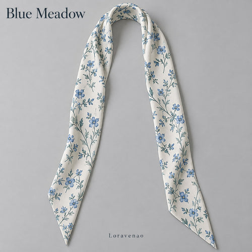 Blue Meadow Narrow Scarf: proposed scarf design with brand title