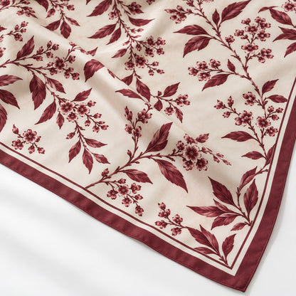Botanical Square Scarf: print design study, not verified construction