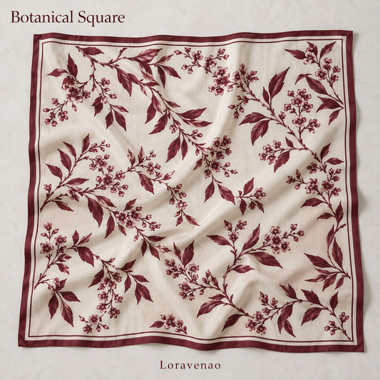 Botanical Square Scarf: proposed scarf design with brand title