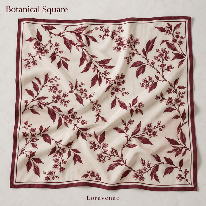 Botanical Square Scarf: proposed scarf design with brand title