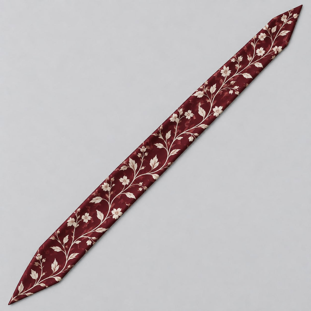 Burgundy Vine Narrow Scarf: complete proposed print layout