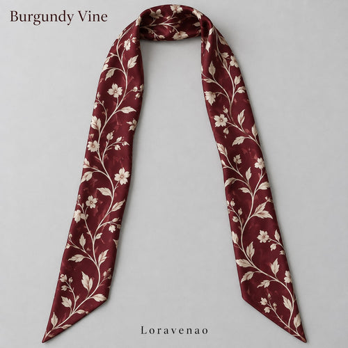 Burgundy Vine Narrow Scarf: proposed scarf design with brand title