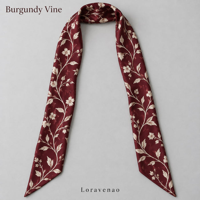 Burgundy Vine Narrow Scarf: proposed scarf design with brand title