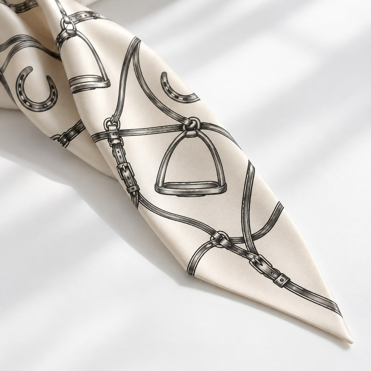 Equestrian Line Narrow Scarf: print design study, not verified construction