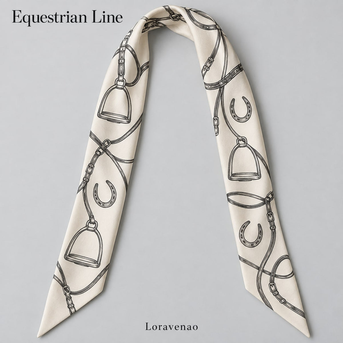 Equestrian Line Narrow Scarf: proposed scarf design with brand title