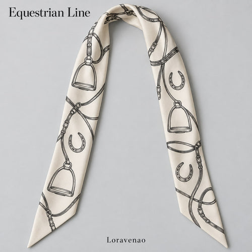 Equestrian Line Narrow Scarf: proposed scarf design with brand title