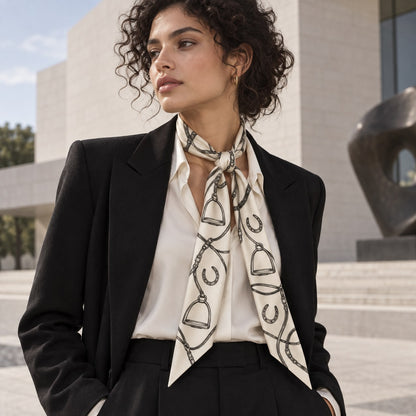 Equestrian Line Narrow Scarf: concept outfit styling