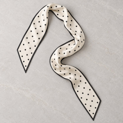 Ivory Dot Narrow Scarf: single scarf display or styling concept; props excluded