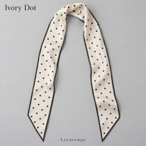 Ivory Dot Narrow Scarf: proposed scarf design with brand title