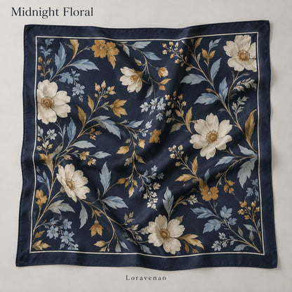 Midnight Floral Scarf: proposed scarf design with brand title