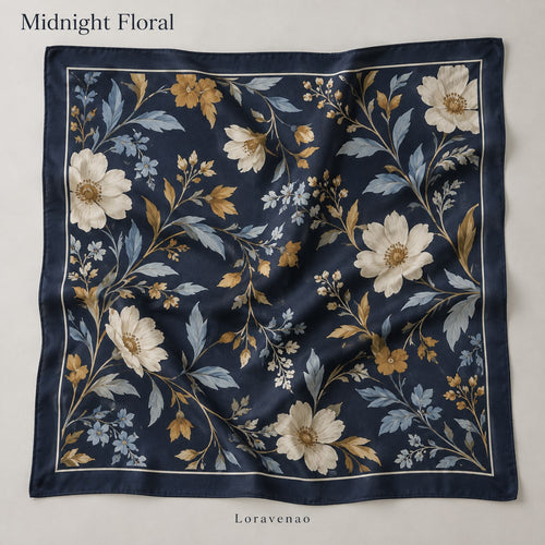 Midnight Floral Scarf: proposed scarf design with brand title