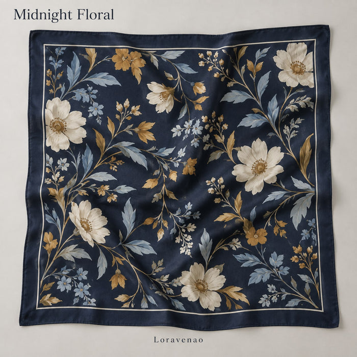 Midnight Floral Scarf: proposed scarf design with brand title