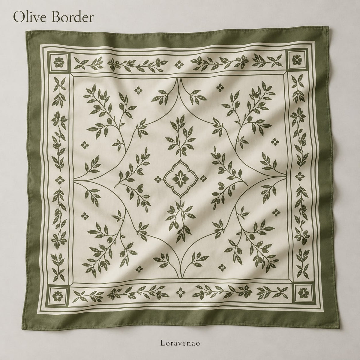 Olive Border Scarf: proposed scarf design with brand title