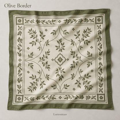 Olive Border Scarf: proposed scarf design with brand title