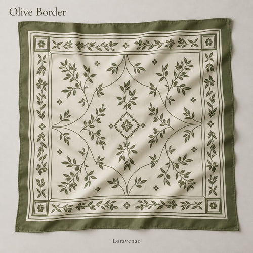 Olive Border Scarf: proposed scarf design with brand title
