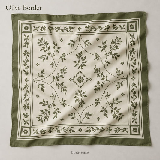 Olive Border Scarf: proposed scarf design with brand title
