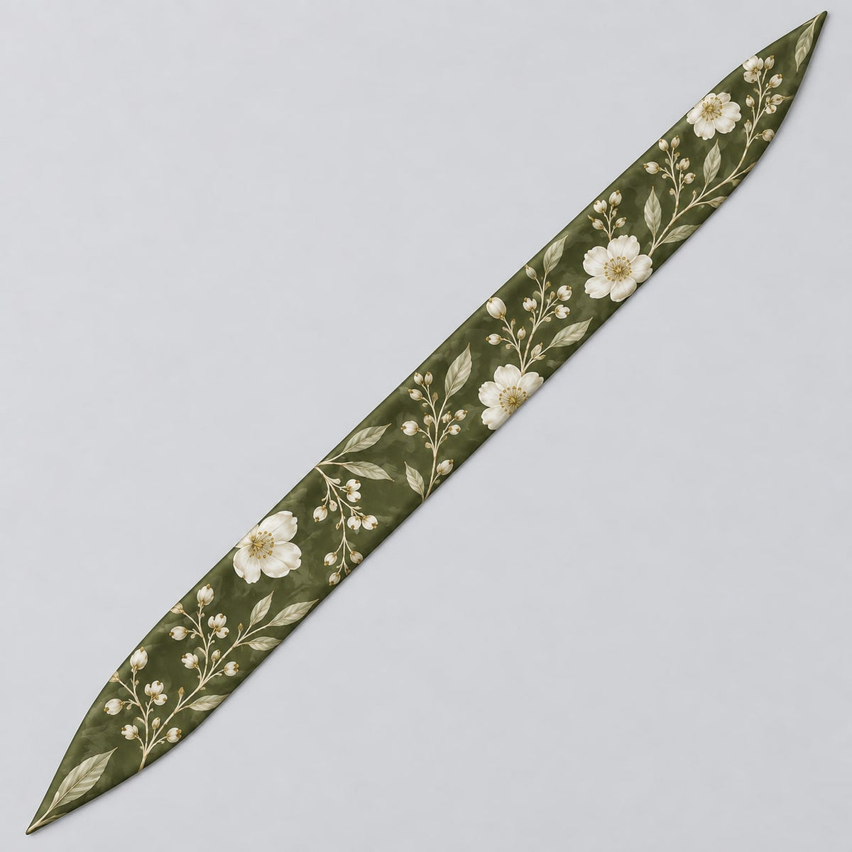 Olive Petal Narrow Scarf: complete proposed print layout
