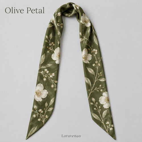 Olive Petal Narrow Scarf: proposed scarf design with brand title