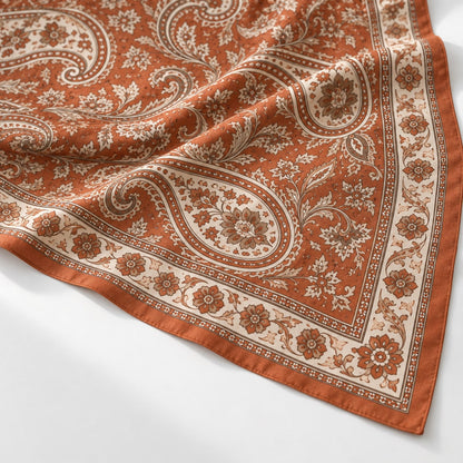 Terracotta Paisley Scarf: print design study, not verified construction