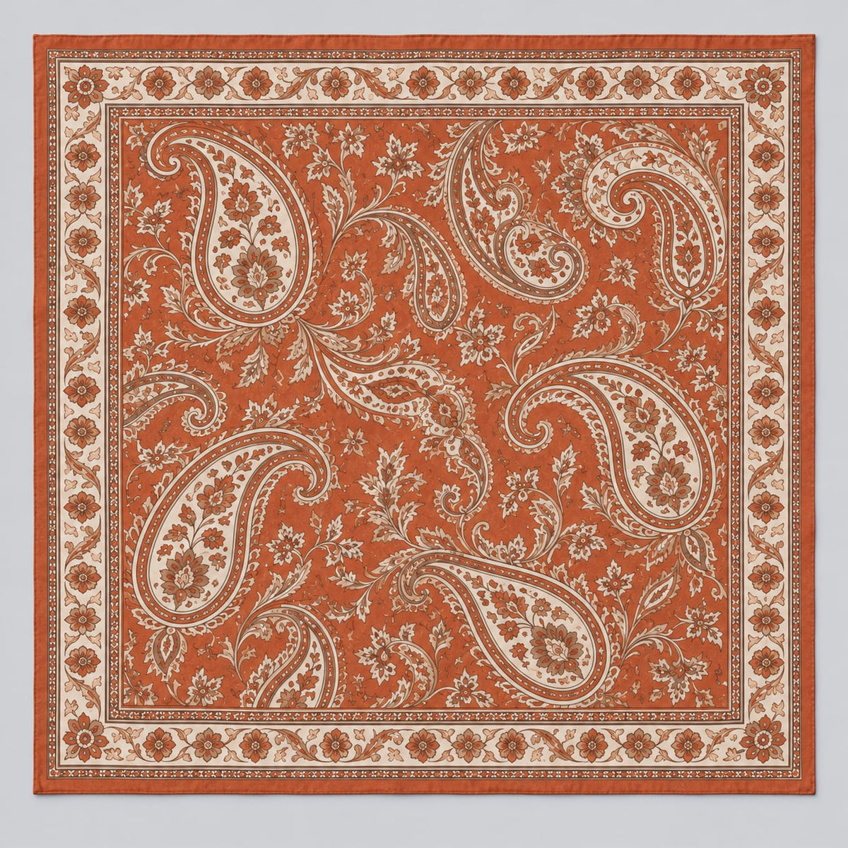 Terracotta Paisley Scarf: complete proposed print layout