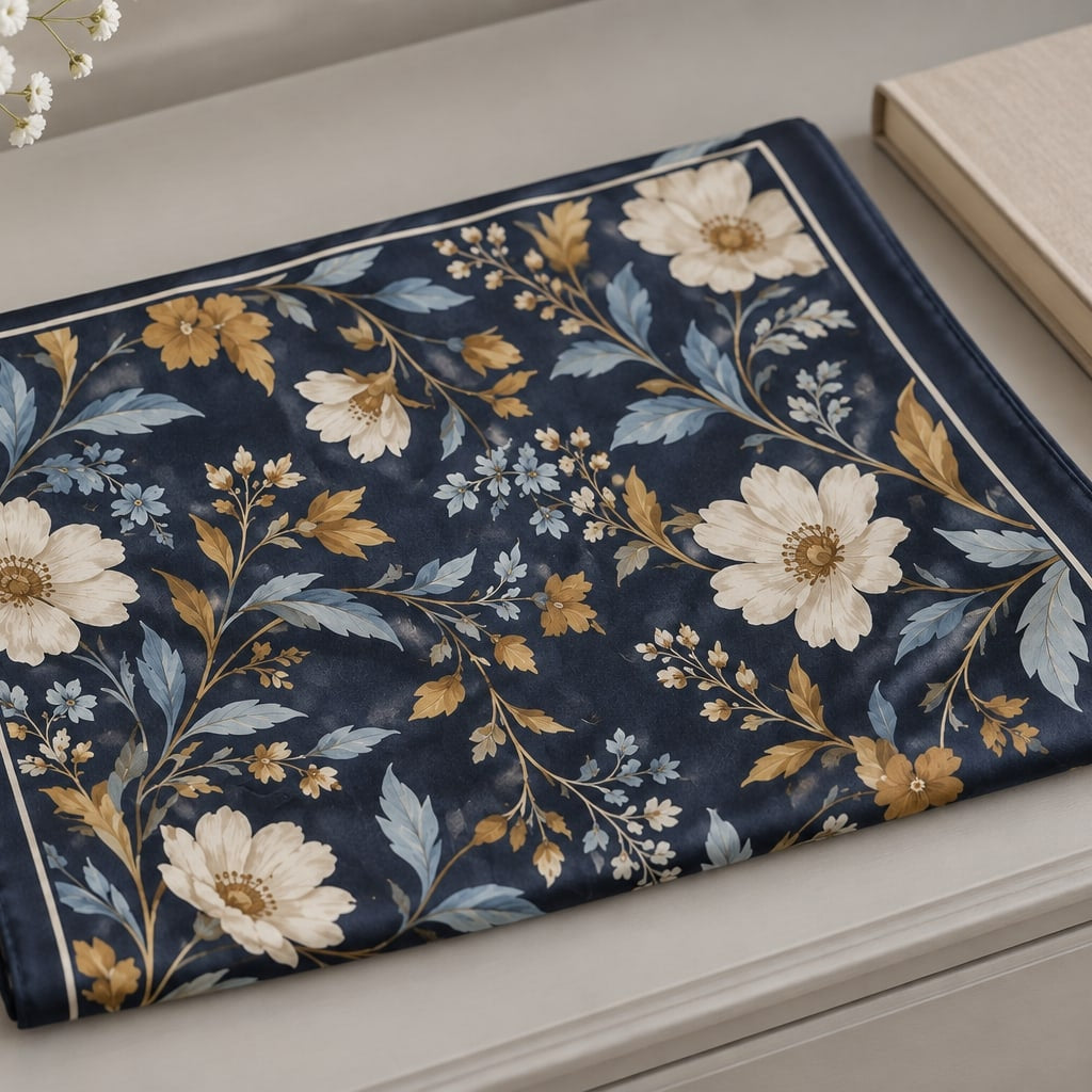 Midnight Floral Scarf: single scarf display or styling concept; props excluded