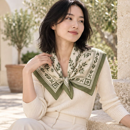 Olive Border Scarf: concept outfit styling
